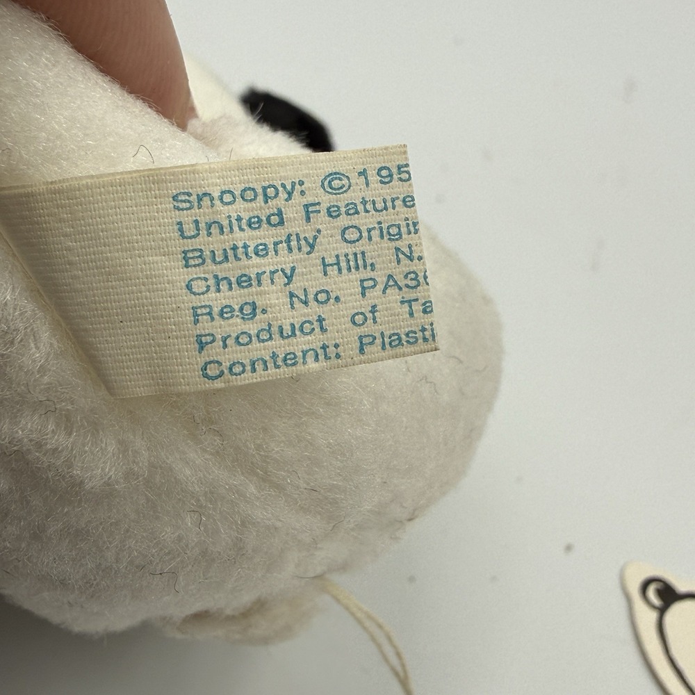 Vintage 1958 Snoopy Plush Bean Bag Butterfly Originals Taiwan Peanuts NWT - Picture 5 of 7